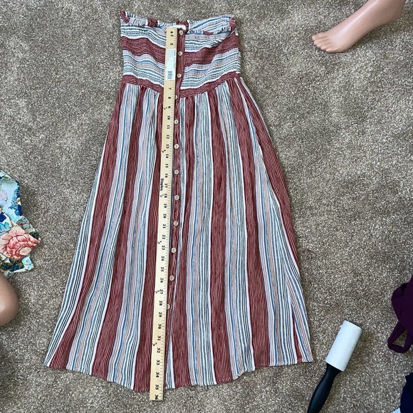 Becaal dress stripped strapless midi light weight brick white SZ SM swim/beach - Picture 4 of 10